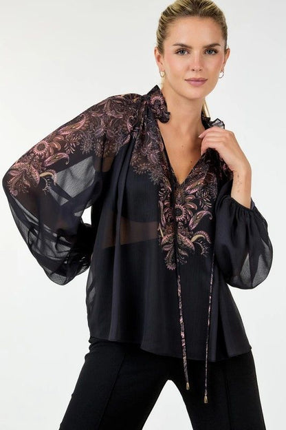 BLUSA VINTAGE NEGRO/ROSA