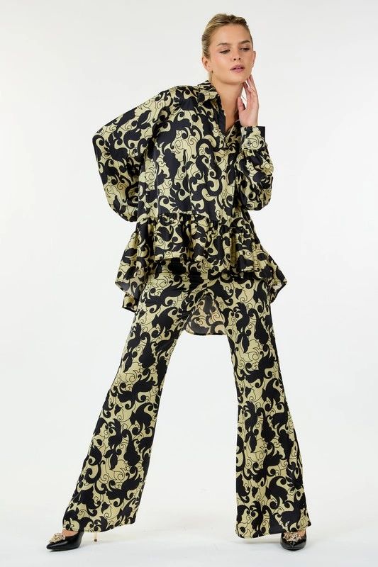CONJUNTO PANTALON NEGRO ESTAMPADO