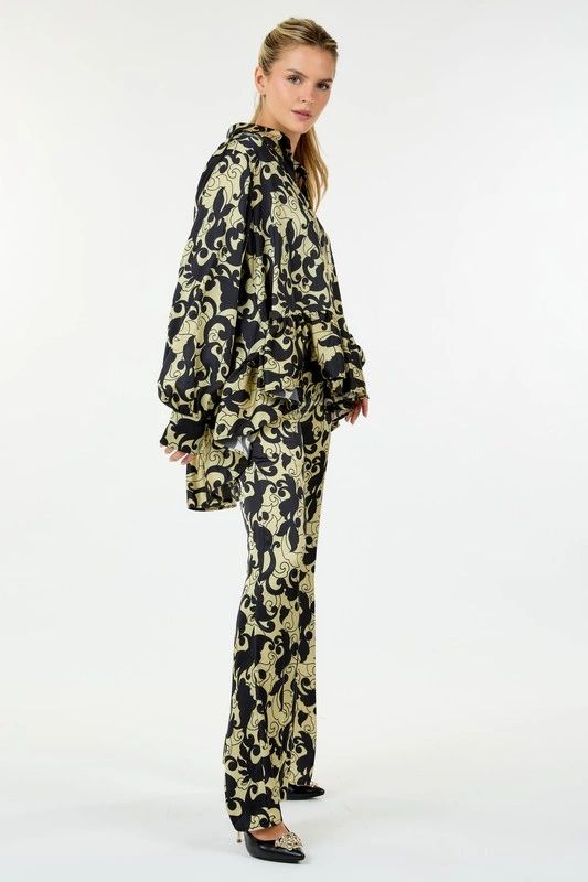 CONJUNTO PANTALON NEGRO ESTAMPADO