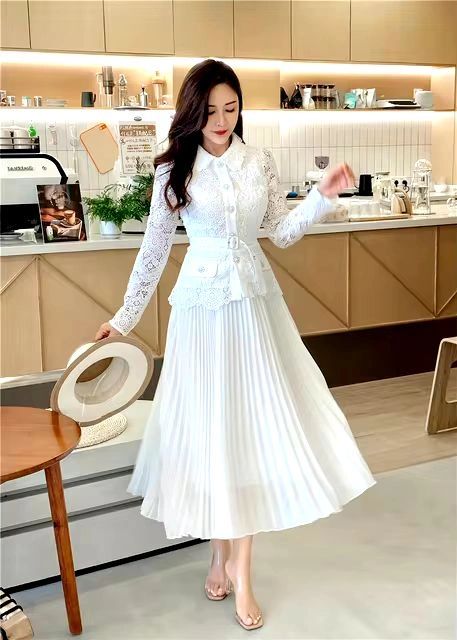 VESTIDO MIDI VINTAGE ENCAJE (NO INCLUYE CINTO)