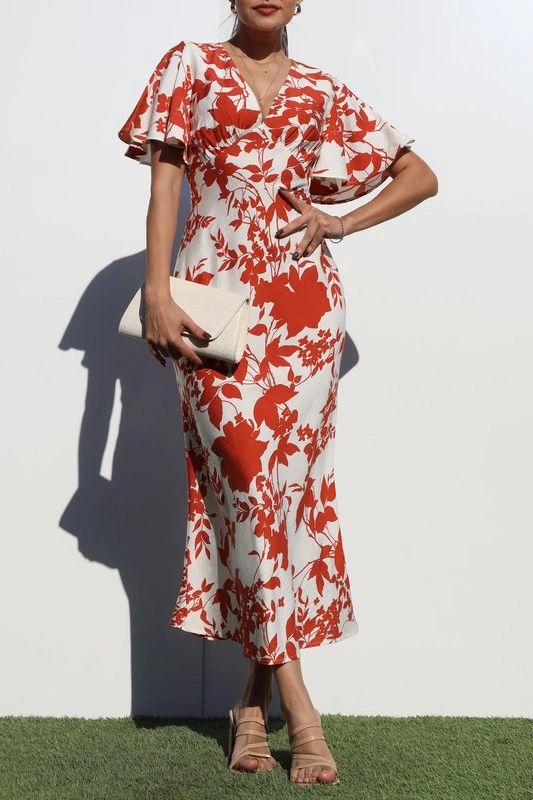 VESTIDO MIDI CON MANGA AMPLIA
