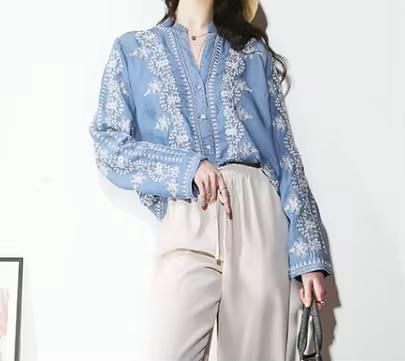 BLUSA DENIM BORDADA