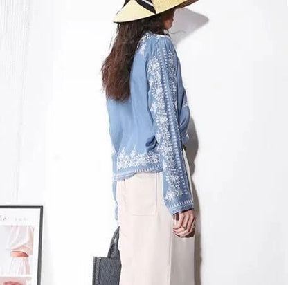 BLUSA DENIM BORDADA