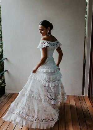 MAXI VESTIDO OFF SHOULDER GUIPUR