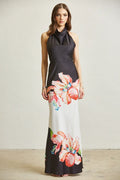 VESTIDO NEGRO ESTAMPADO TROPICAL