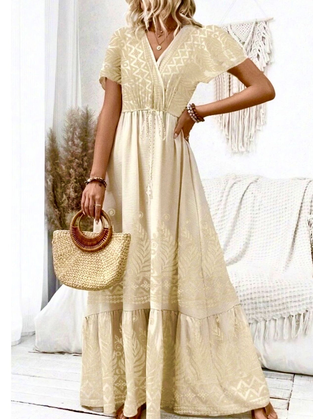 VESTIDO ALGODON BOHEMIO BORDADO