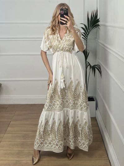 VESTIDO ALGODON BOHEMIO BORDADO