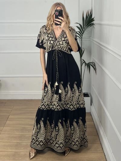 VESTIDO ALGODON BOHEMIO BORDADO