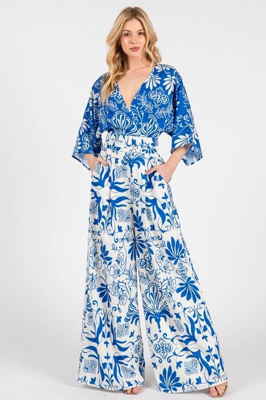 JUMPSUIT ESTAMPADO AZUL /BLANCO