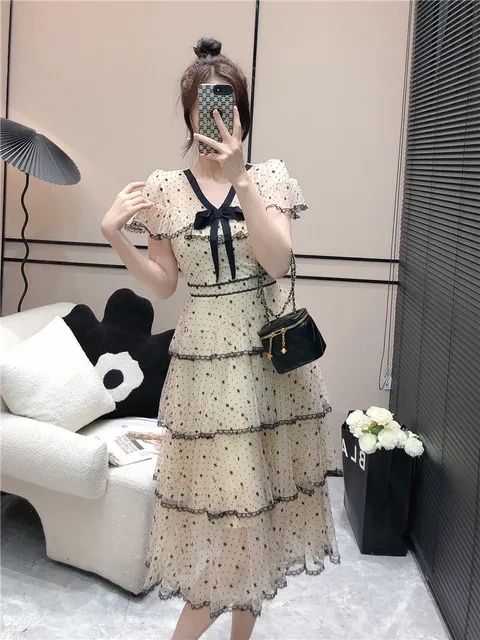 VESTIDO BEIGE/NEGRO