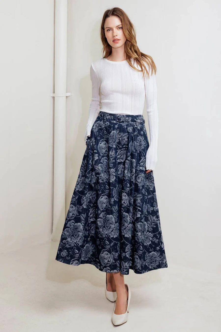 FALDA DENIM ESTAMPADA