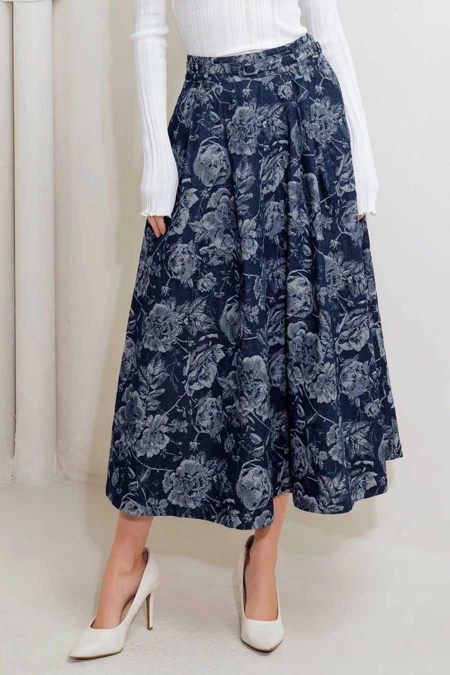 FALDA DENIM ESTAMPADA