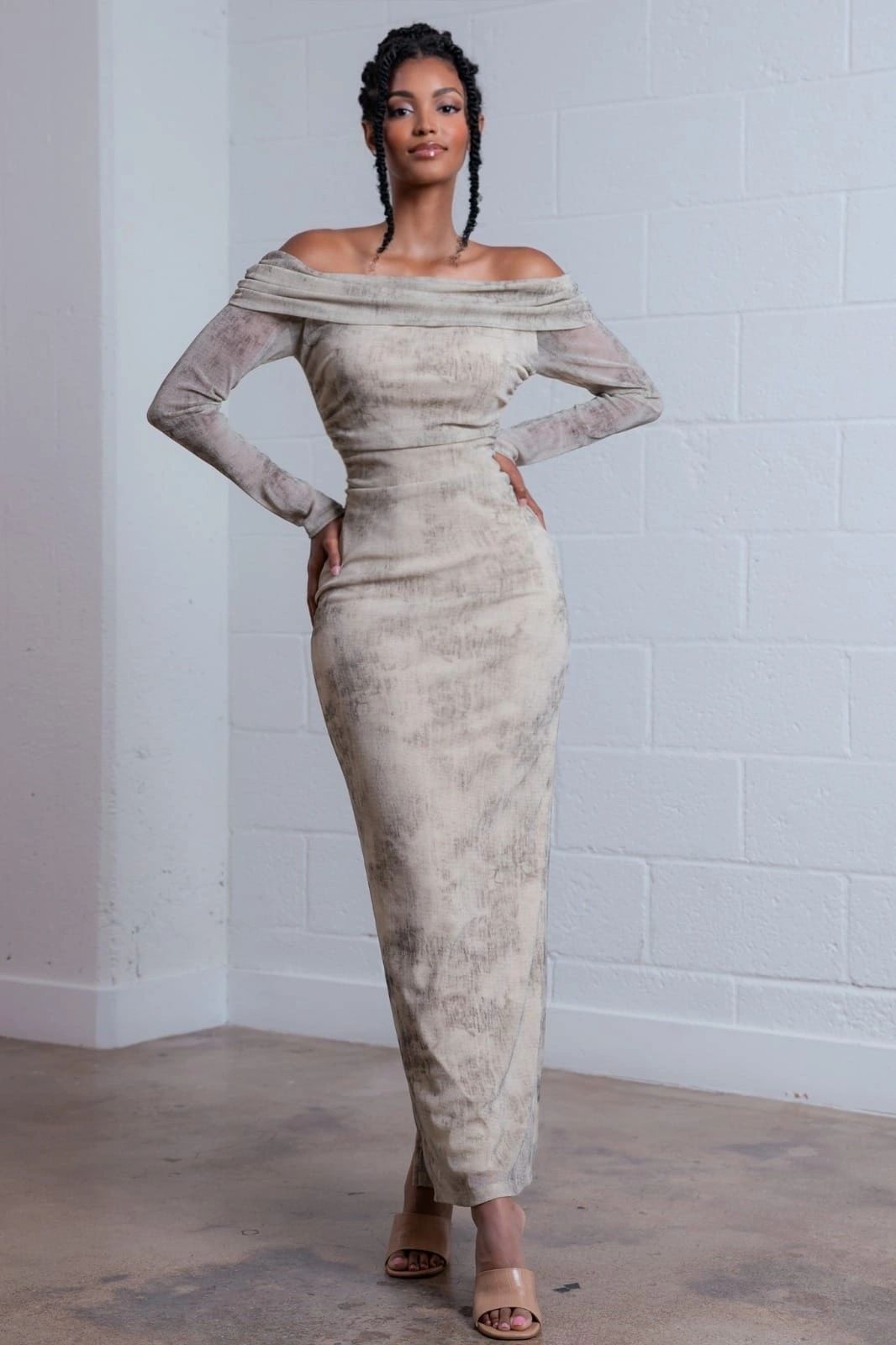 VESTIDO STRETCH MESH GRIS