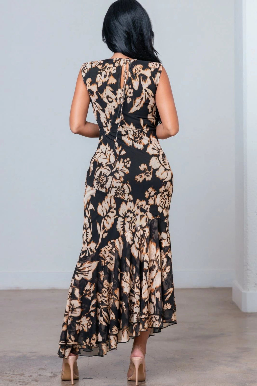 VESTIDO STRETCH NEGRO/BEIGE