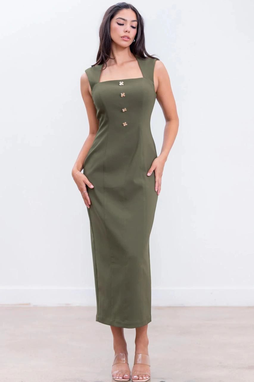 VESTIDO VERDE OLIVO