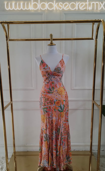 VESTIDO DURAZNO ESTAMPADO
