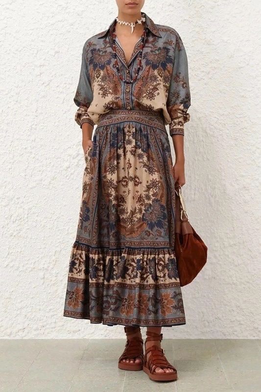 CONJUNTO FALDA Y BLUSA BOHEMIO