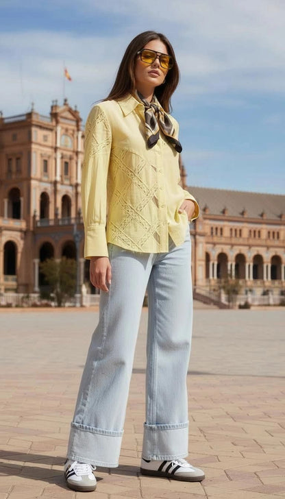 BLUSA CAMISERA CON ENCAJE