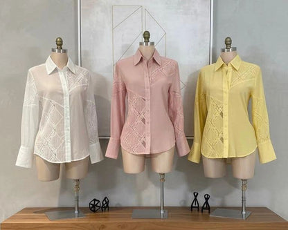 BLUSA CAMISERA CON ENCAJE