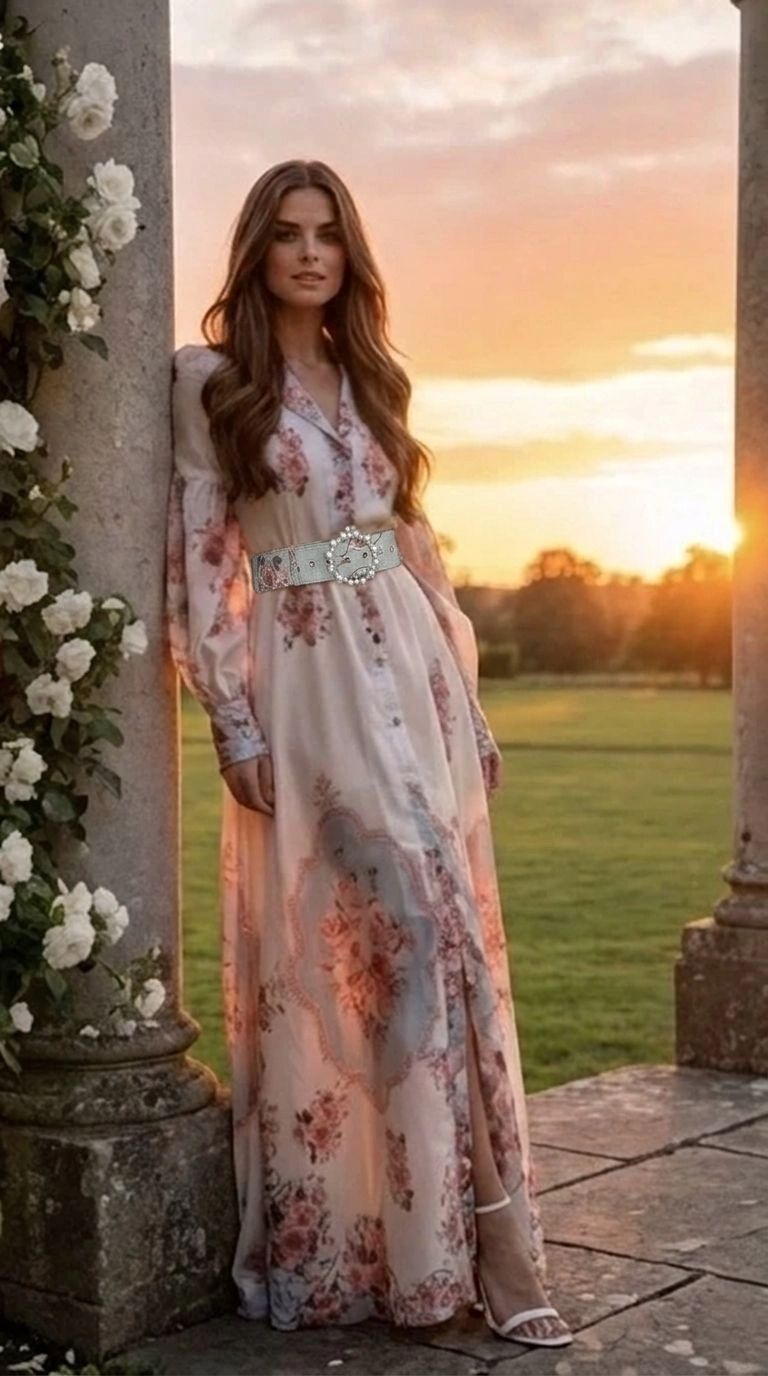 VESTIDO LARGO CON CINTO