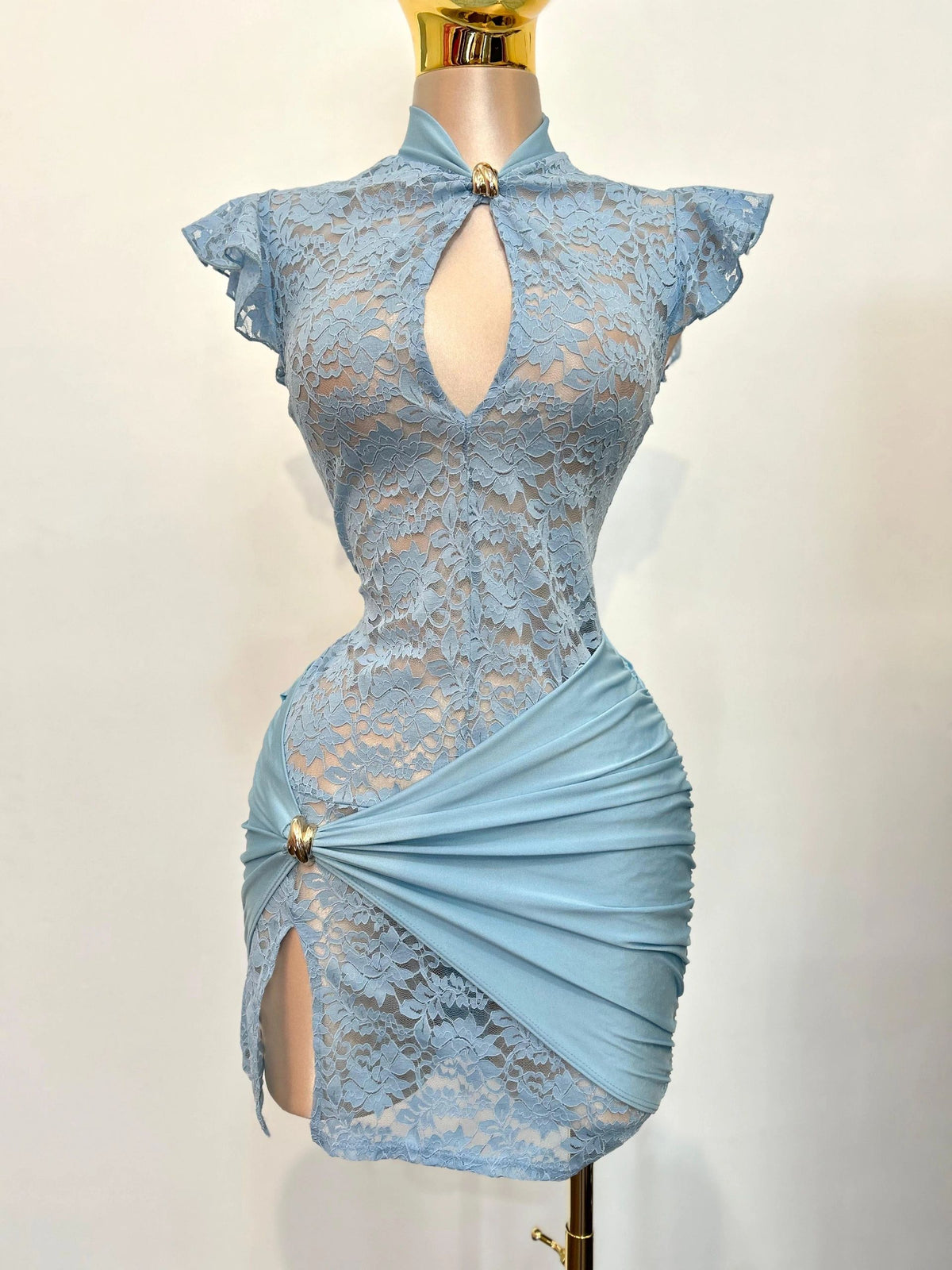 VESTIDO ENCAJE STRETCH TRASPARENCIA