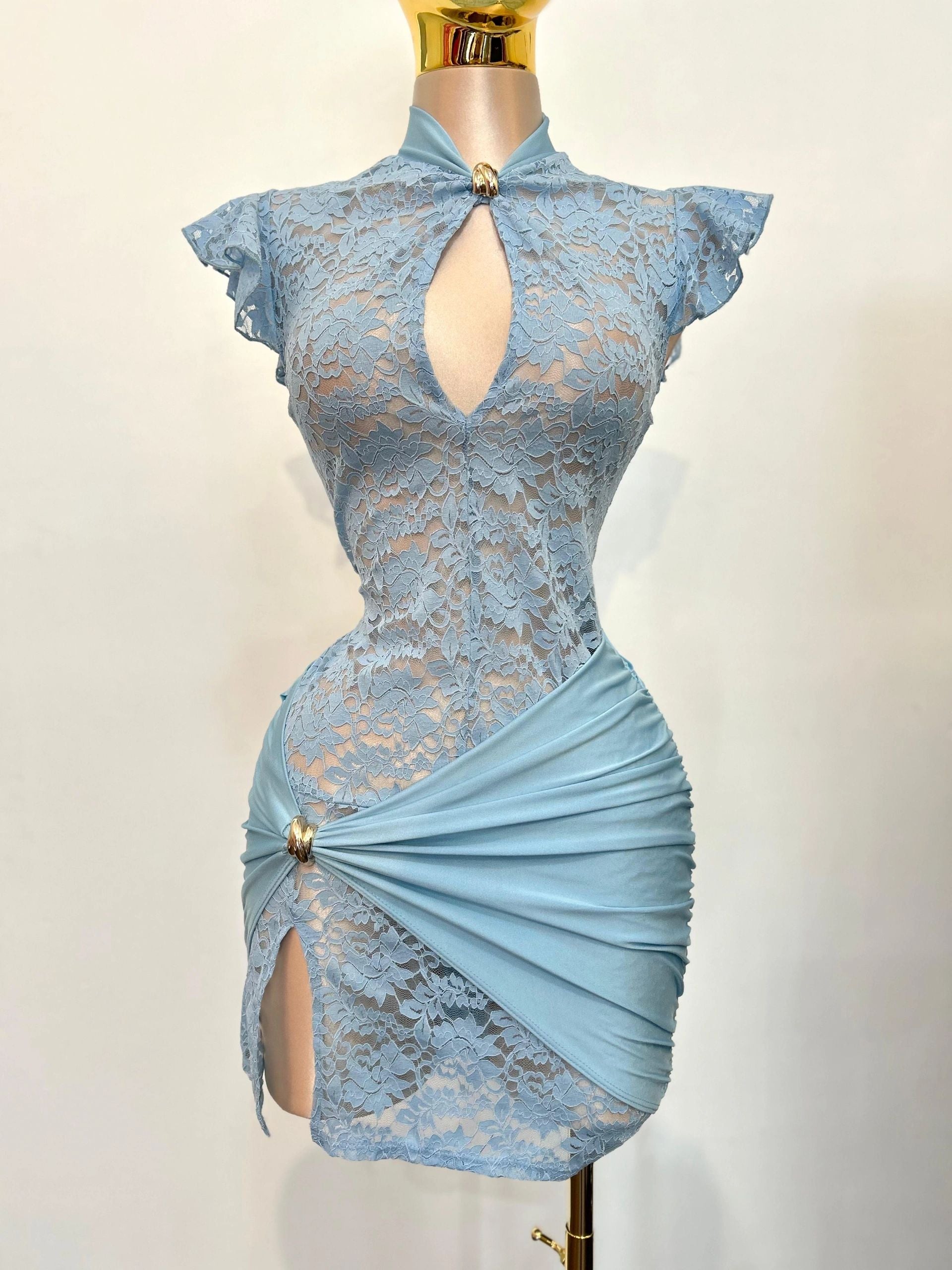 VESTIDO ENCAJE STRETCH TRASPARENCIA