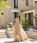MAXI VESTIDO FLOR CHAMPAGNE