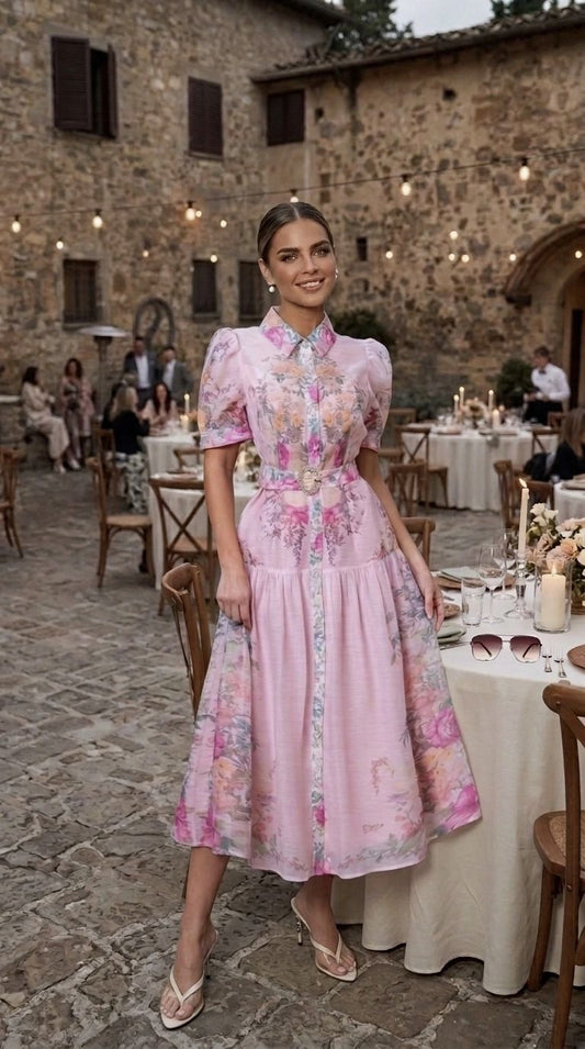 VESTIDO MIDI ROSA