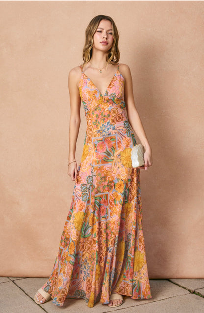 VESTIDO DURAZNO ESTAMPADO