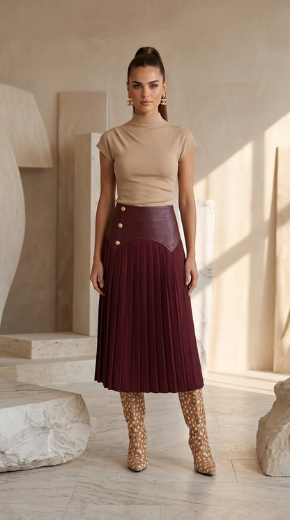 FALDA PLISADA LEATHER
