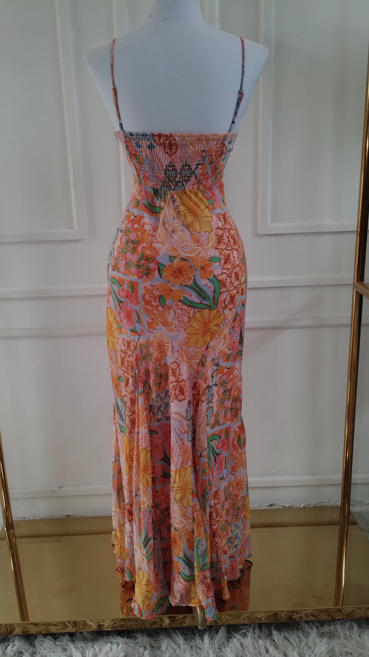 VESTIDO DURAZNO ESTAMPADO