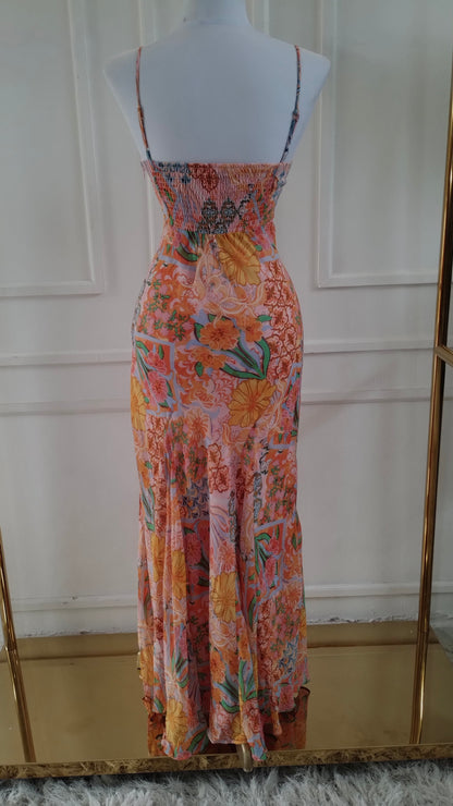 VESTIDO DURAZNO ESTAMPADO