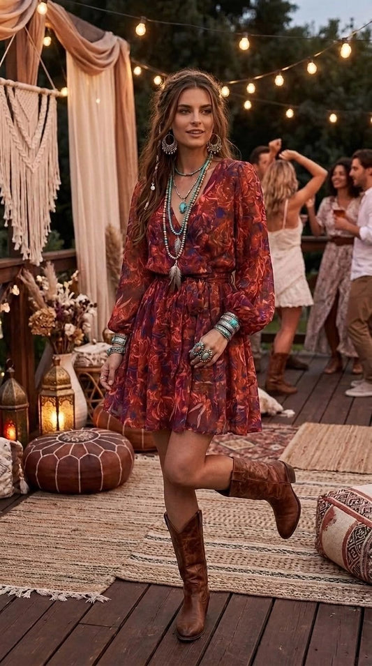 Vestido boho tinto