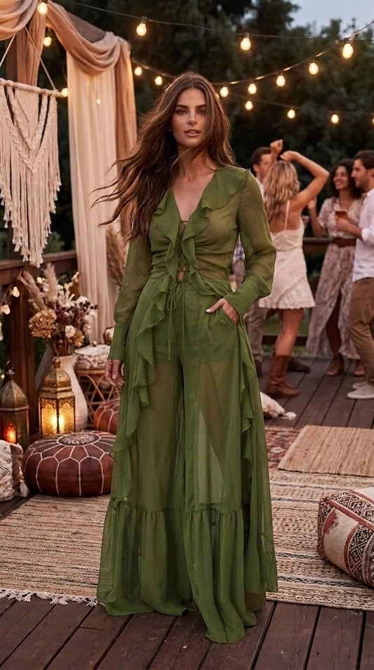Conjunto chifón trasparencias boho